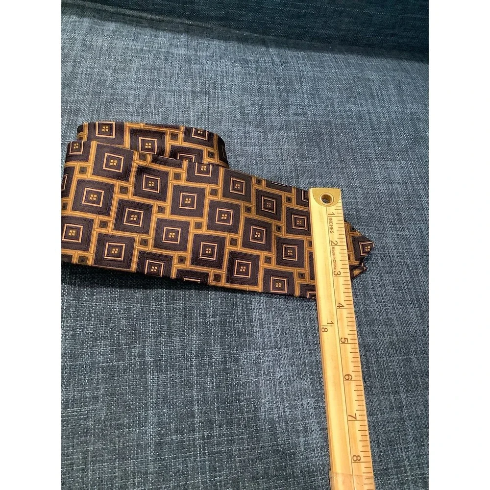 VTG HICKEY FREEMAN Italian Silk Tie Necktie HAND MADE IN USA Woven Browns